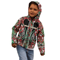 Aotearoa Ngai Tuhoe Kid Hoodie Maori Tribal Red And Green Paua Shell Pattern