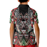 Aotearoa Ngai Tuhoe Kid Polo Shirt Maori Tribal Red And Green Paua Shell Pattern