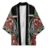 Aotearoa Ngai Tuhoe Kimono Maori Tribal Red And Green Paua Shell Pattern