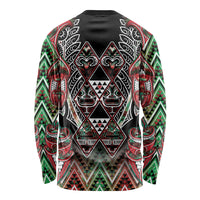 Aotearoa Ngai Tuhoe Long Sleeve Shirt Maori Tribal Red And Green Paua Shell Pattern