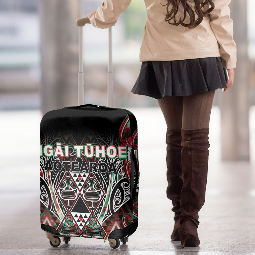 Aotearoa Ngai Tuhoe Luggage Cover Maori Tribal Red And Green Paua Shell Pattern