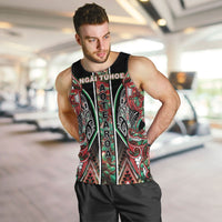 Aotearoa Ngai Tuhoe Men Tank Top Maori Tribal Red And Green Paua Shell Pattern