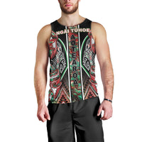 Aotearoa Ngai Tuhoe Men Tank Top Maori Tribal Red And Green Paua Shell Pattern