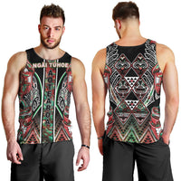 Aotearoa Ngai Tuhoe Men Tank Top Maori Tribal Red And Green Paua Shell Pattern