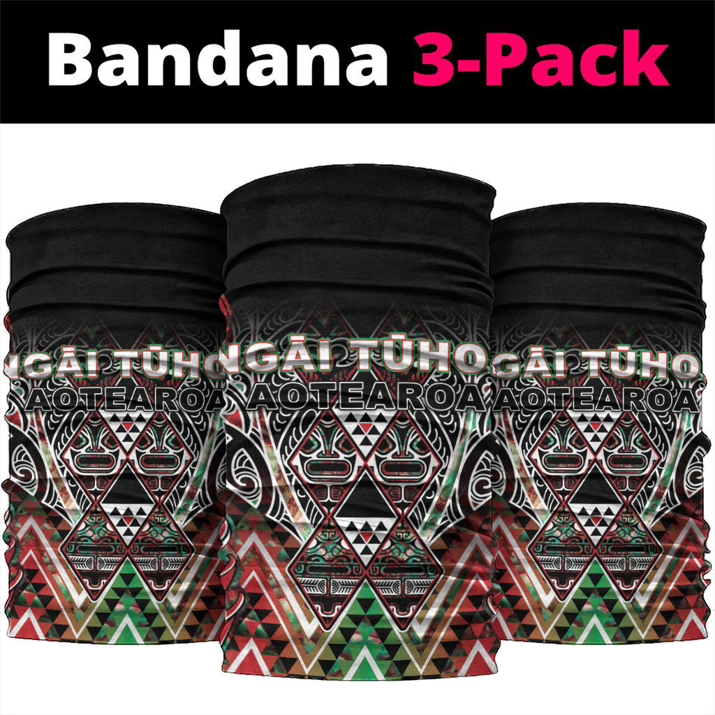 Aotearoa Ngai Tuhoe Neck Gaiter Maori Tribal Red And Green Paua Shell Pattern DT05 package One Size: 25*50cm Red - Polynesian Pride