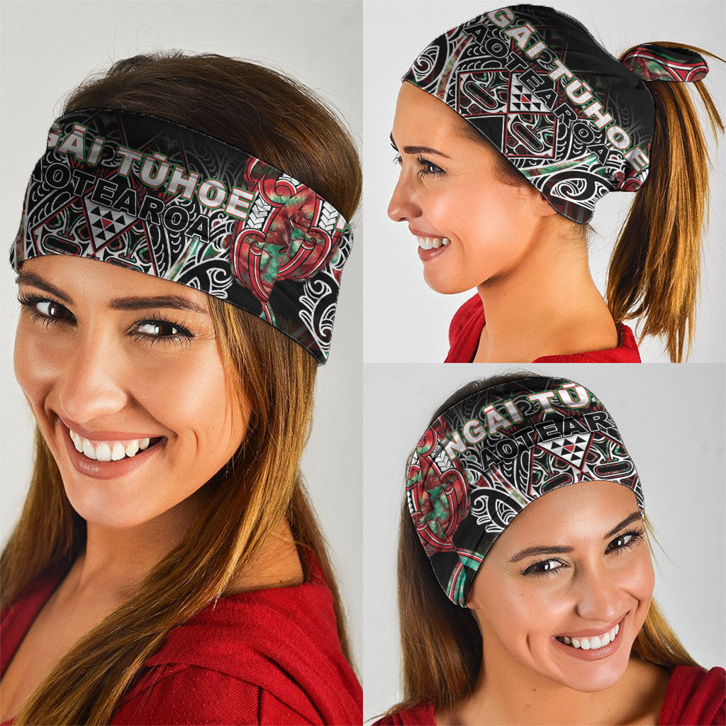 Aotearoa Ngai Tuhoe Neck Gaiter Maori Tribal Red And Green Paua Shell Pattern