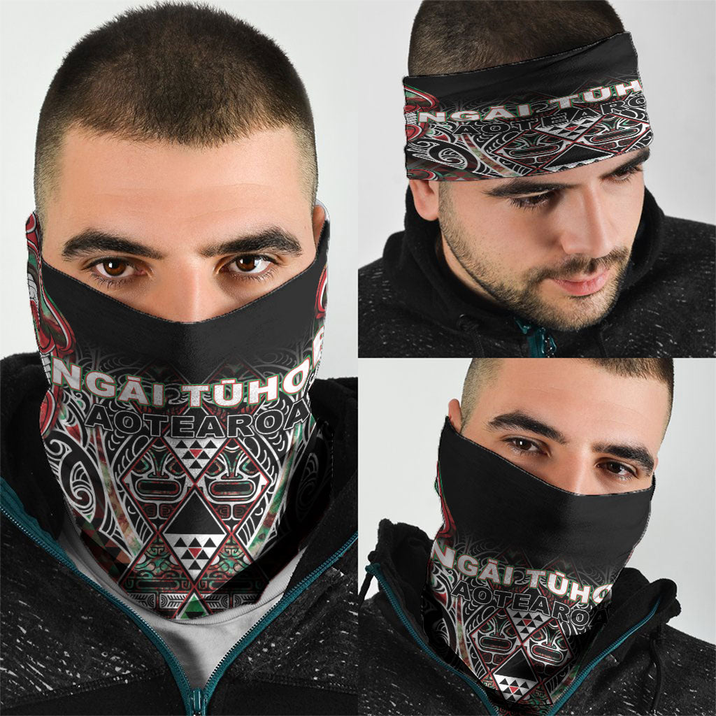 Aotearoa Ngai Tuhoe Neck Gaiter Maori Tribal Red And Green Paua Shell Pattern