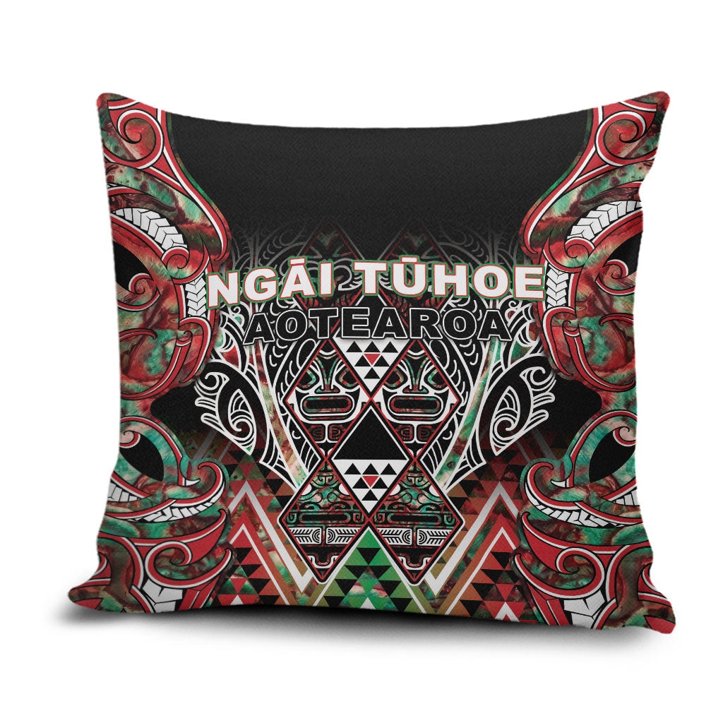 Aotearoa Ngai Tuhoe Pillow Cover Maori Tribal Red And Green Paua Shell Pattern