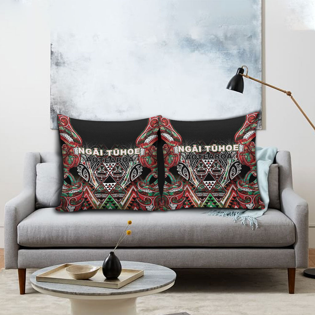 Aotearoa Ngai Tuhoe Pillow Cover Maori Tribal Red And Green Paua Shell Pattern