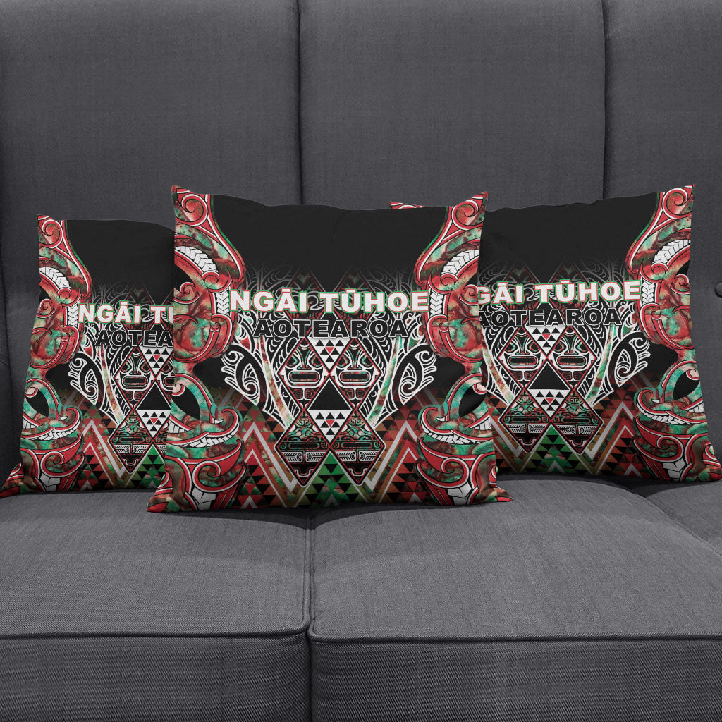 Aotearoa Ngai Tuhoe Pillow Cover Maori Tribal Red And Green Paua Shell Pattern