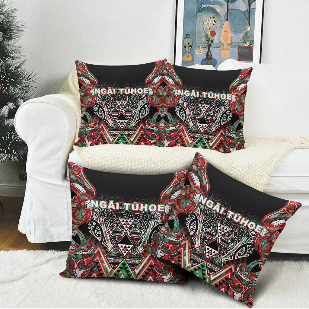 Aotearoa Ngai Tuhoe Pillow Cover Maori Tribal Red And Green Paua Shell Pattern