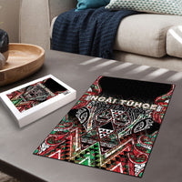 Aotearoa Ngai Tuhoe Puzzle Maori Tribal Red And Green Paua Shell Pattern