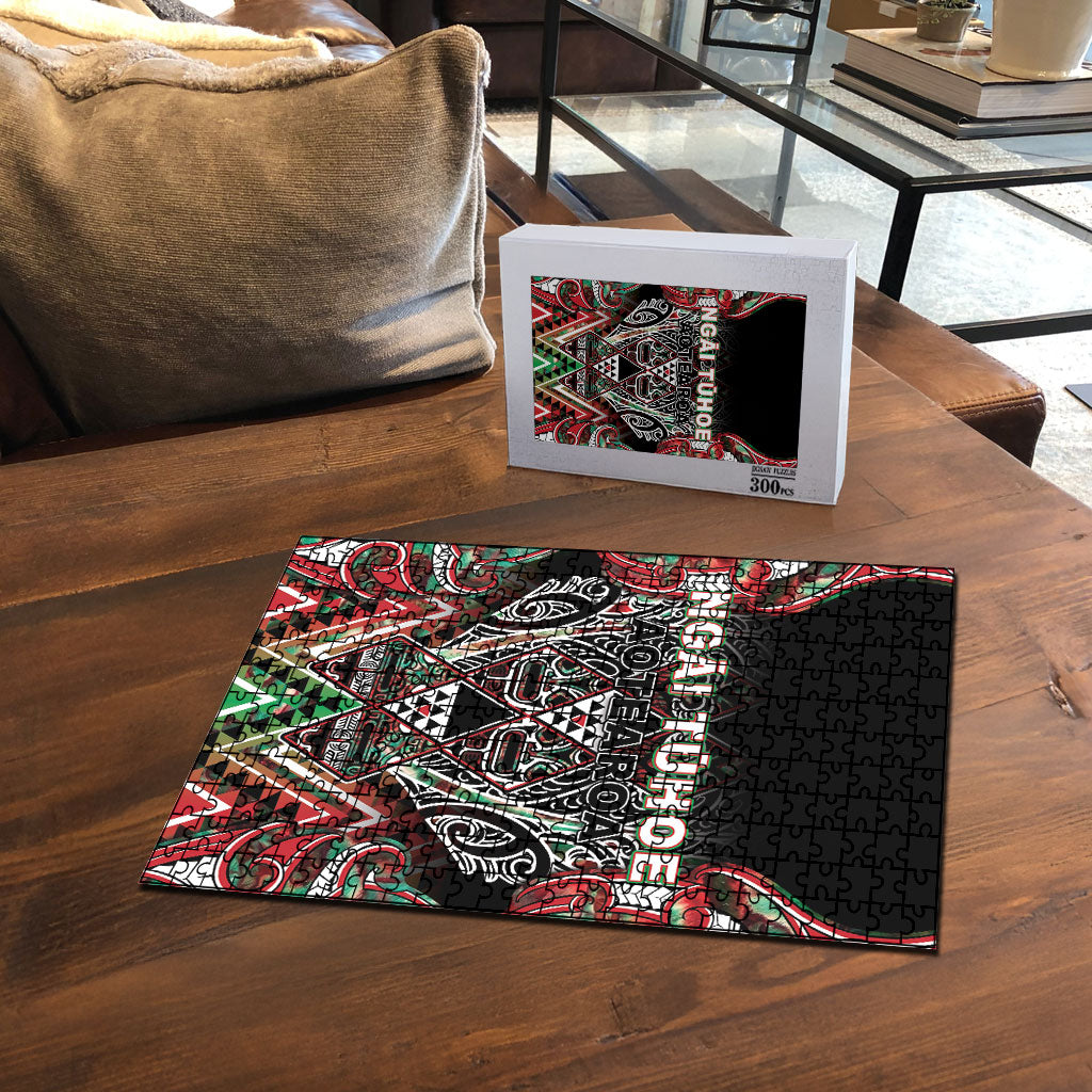 Aotearoa Ngai Tuhoe Puzzle Maori Tribal Red And Green Paua Shell Pattern