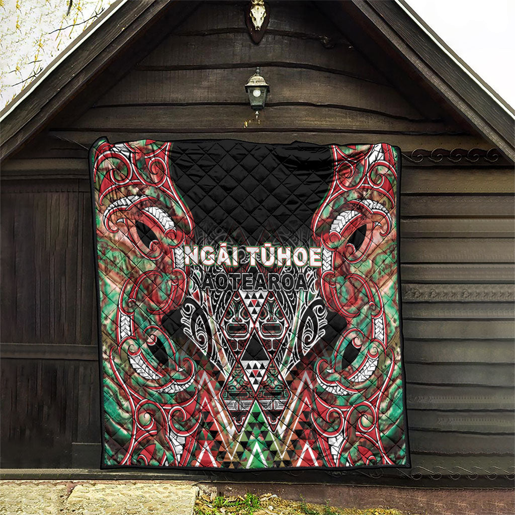 Aotearoa Ngai Tuhoe Quilt Maori Tribal Red And Green Paua Shell Pattern