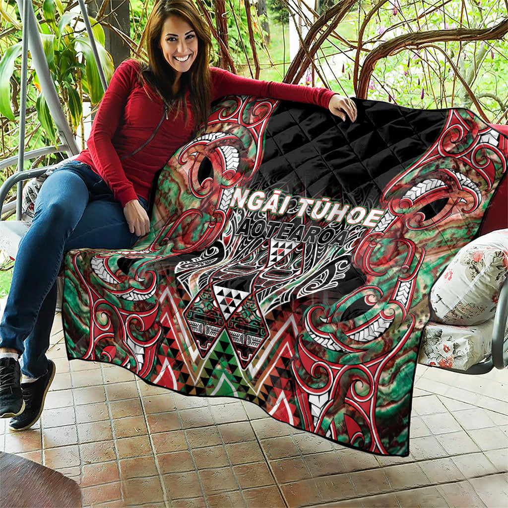 Aotearoa Ngai Tuhoe Quilt Maori Tribal Red And Green Paua Shell Pattern