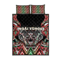 Aotearoa Ngai Tuhoe Quilt Bed Set Maori Tribal Red And Green Paua Shell Pattern