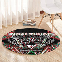 Aotearoa Ngai Tuhoe Round Carpet Maori Tribal Red And Green Paua Shell Pattern