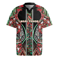 Aotearoa Ngai Tuhoe Rugby Jersey Maori Tribal Red And Green Paua Shell Pattern