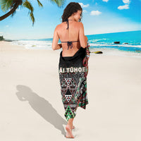 Aotearoa Ngai Tuhoe Sarong Maori Tribal Red And Green Paua Shell Pattern