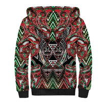 Aotearoa Ngai Tuhoe Sherpa Hoodie Maori Tribal Red And Green Paua Shell Pattern