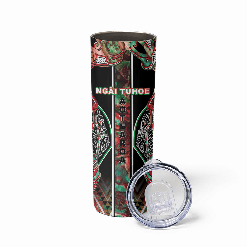 Aotearoa Ngai Tuhoe Skinny Tumbler Maori Tribal Red And Green Paua Shell Pattern