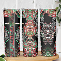 Aotearoa Ngai Tuhoe Skinny Tumbler Maori Tribal Red And Green Paua Shell Pattern