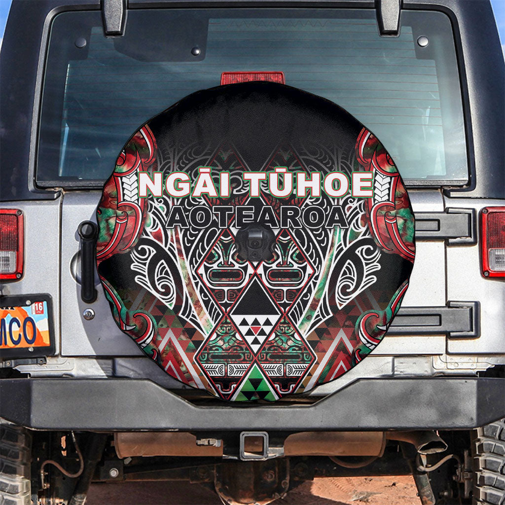 Aotearoa Ngai Tuhoe Spare Tire Cover Maori Tribal Red And Green Paua Shell Pattern
