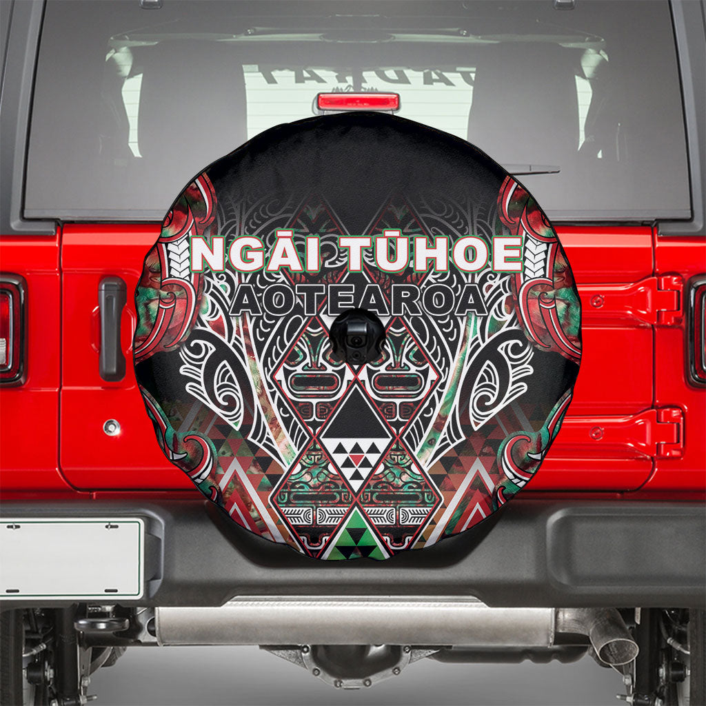 Aotearoa Ngai Tuhoe Spare Tire Cover Maori Tribal Red And Green Paua Shell Pattern