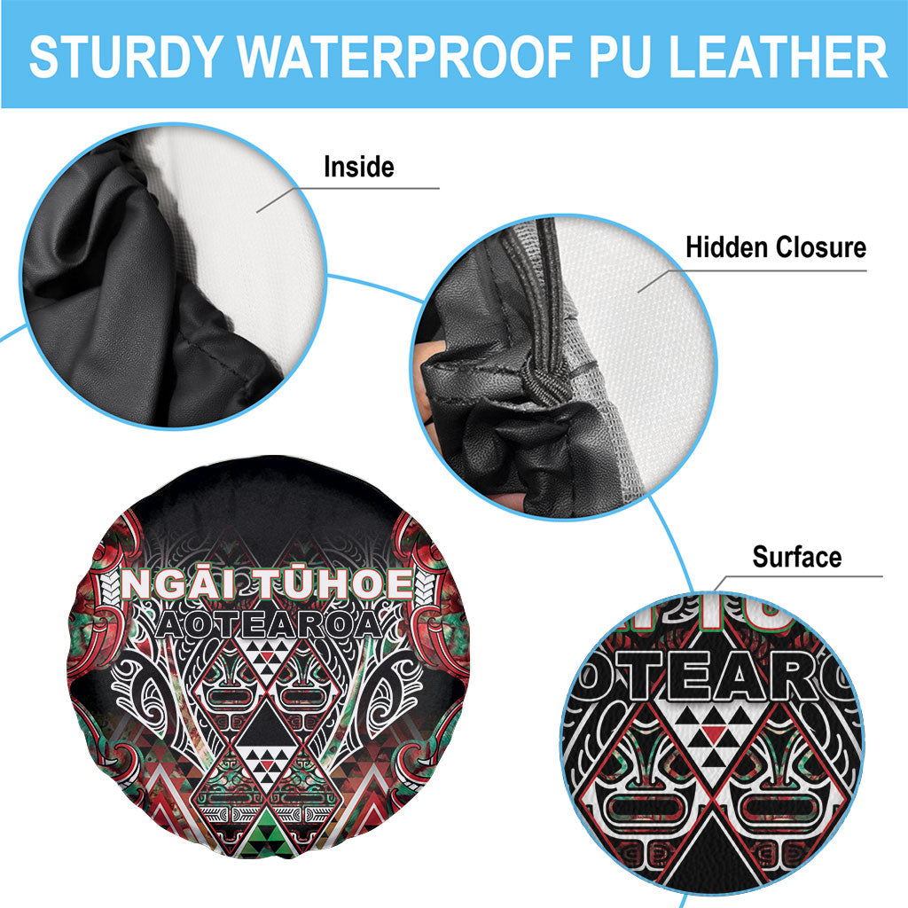 Aotearoa Ngai Tuhoe Spare Tire Cover Maori Tribal Red And Green Paua Shell Pattern