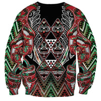 Aotearoa Ngai Tuhoe Sweatshirt Maori Tribal Red And Green Paua Shell Pattern