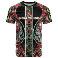 Aotearoa Ngai Tuhoe T Shirt Maori Tribal Red And Green Paua Shell Pattern
