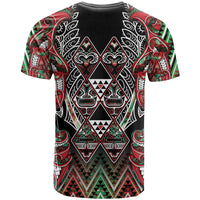 Aotearoa Ngai Tuhoe T Shirt Maori Tribal Red And Green Paua Shell Pattern