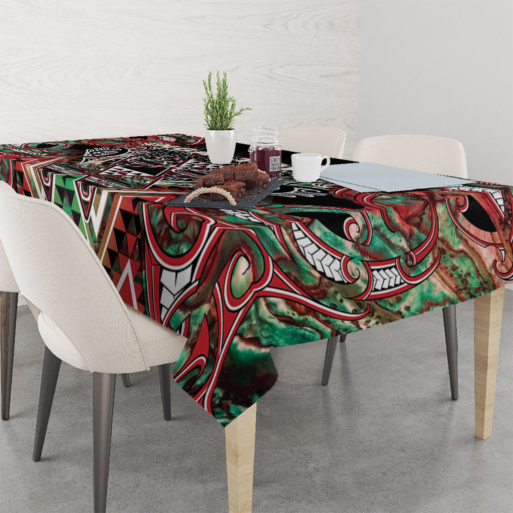 Aotearoa Ngai Tuhoe Tablecloth Maori Tribal Red And Green Paua Shell Pattern