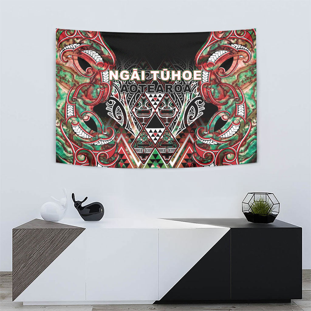 Aotearoa Ngai Tuhoe Tapestry Maori Tribal Red And Green Paua Shell Pattern