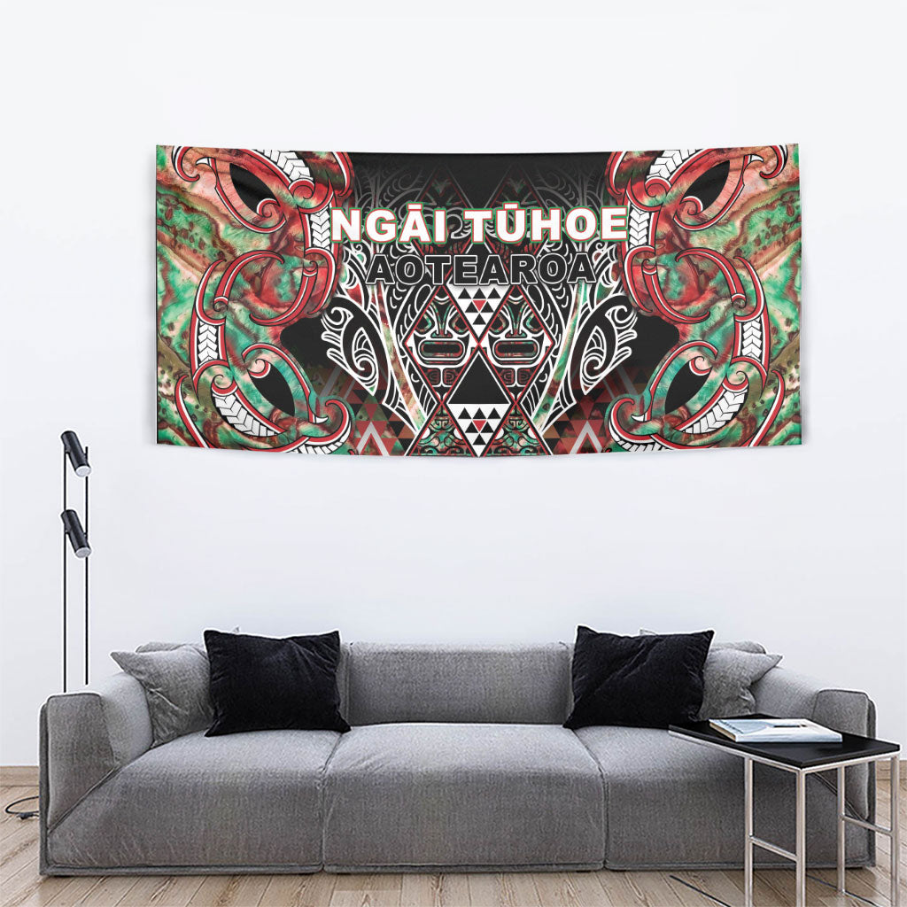 Aotearoa Ngai Tuhoe Tapestry Maori Tribal Red And Green Paua Shell Pattern