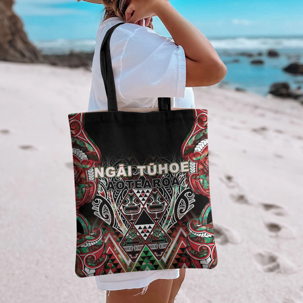 Aotearoa Ngai Tuhoe Tote Bag Maori Tribal Red And Green Paua Shell Pattern