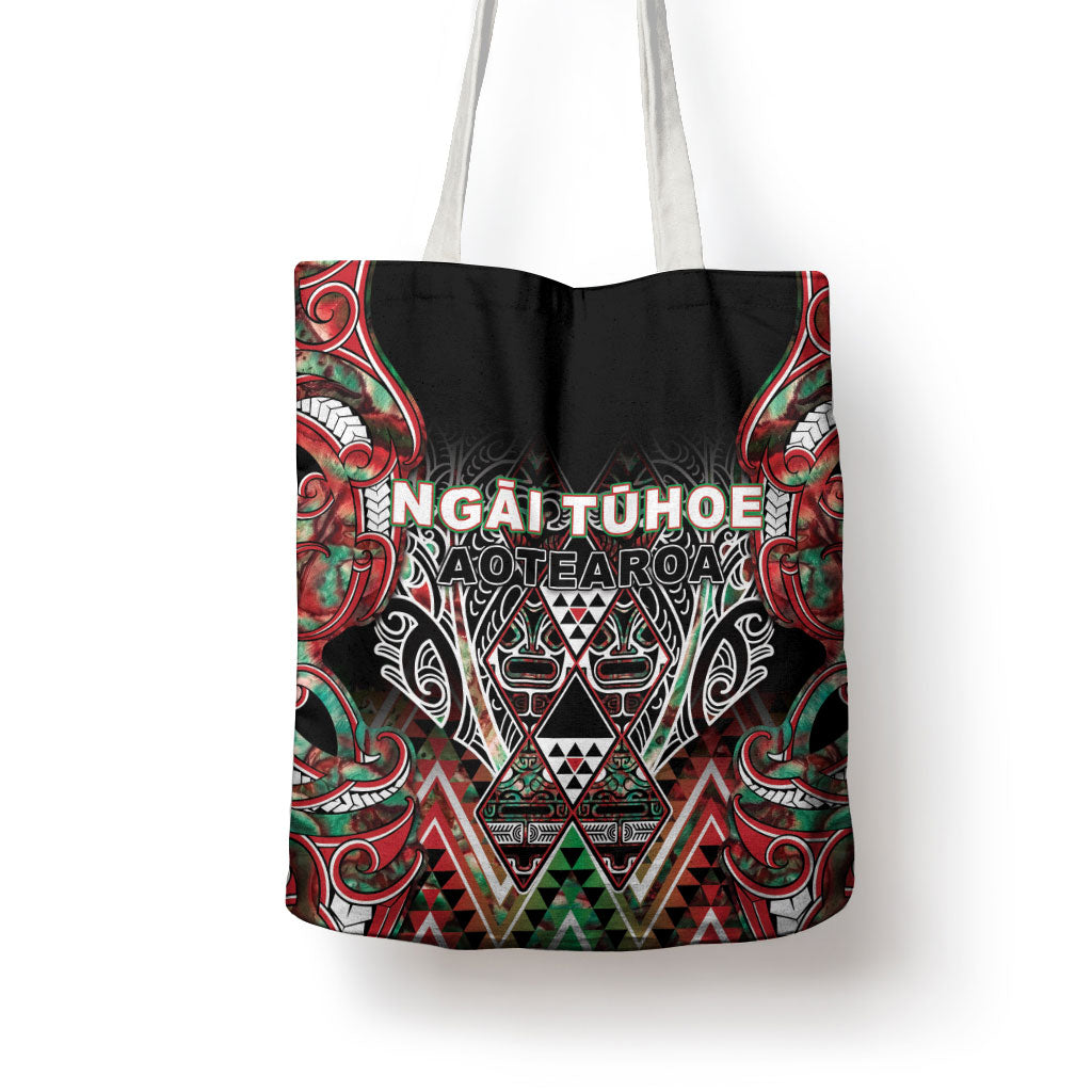 Aotearoa Ngai Tuhoe Tote Bag Maori Tribal Red And Green Paua Shell Pattern