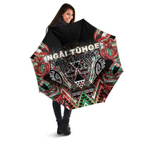 Aotearoa Ngai Tuhoe Umbrella Maori Tribal Red And Green Paua Shell Pattern