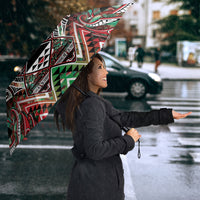 Aotearoa Ngai Tuhoe Umbrella Maori Tribal Red And Green Paua Shell Pattern