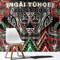 Aotearoa Ngai Tuhoe Window Curtain Maori Tribal Red And Green Paua Shell Pattern