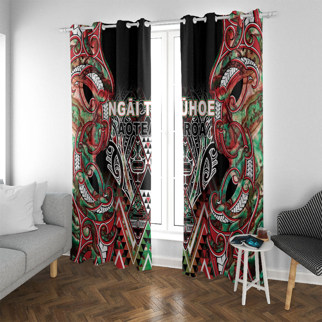 Aotearoa Ngai Tuhoe Window Curtain Maori Tribal Red And Green Paua Shell Pattern