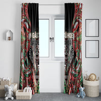 Aotearoa Ngai Tuhoe Window Curtain Maori Tribal Red And Green Paua Shell Pattern