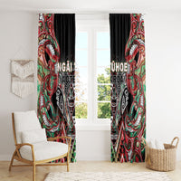Aotearoa Ngai Tuhoe Window Curtain Maori Tribal Red And Green Paua Shell Pattern