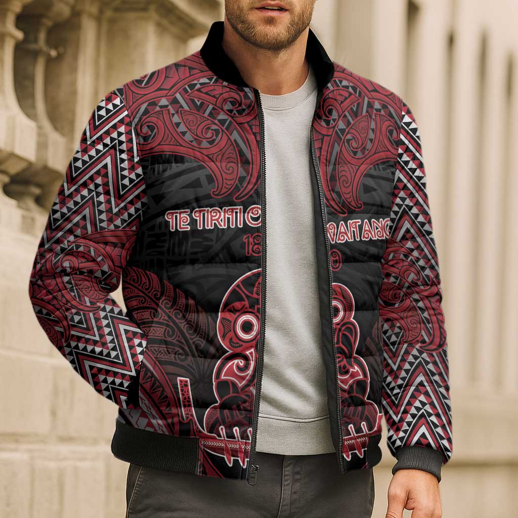 Personalised New Zealand Waitangi Day Bomber Puffer Jacket Te Tiriti O Waitangi 1840 - Polynesian Pride