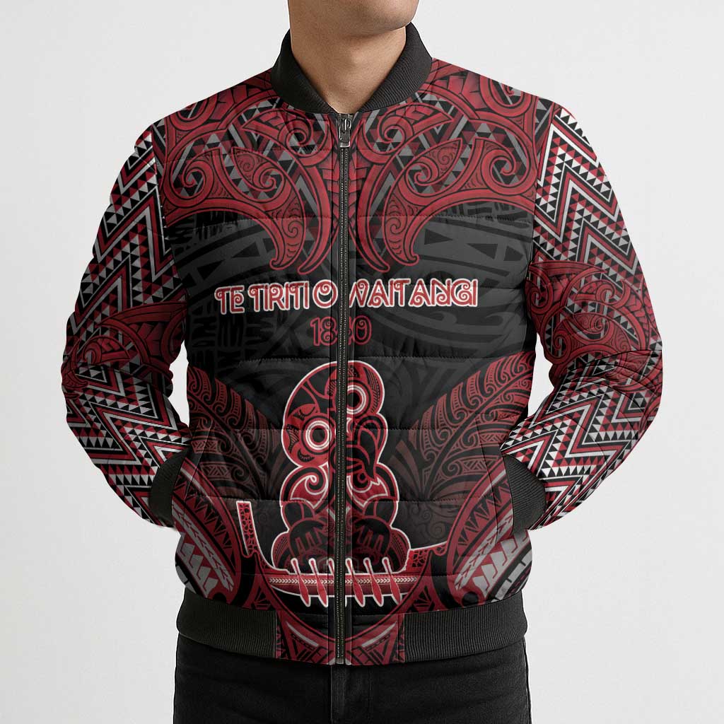 Personalised New Zealand Waitangi Day Bomber Puffer Jacket Te Tiriti O Waitangi 1840 - Polynesian Pride