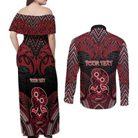Personalised New Zealand Waitangi Day Couples Matching Off Shoulder Maxi Dress and Long Sleeve Button Shirt Te Tiriti O Waitangi 1840 - Polynesian Pride