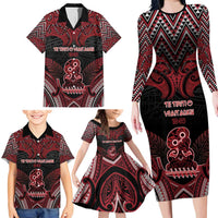 Personalised New Zealand Waitangi Day Family Matching Long Sleeve Bodycon Dress and Hawaiian Shirt Te Tiriti O Waitangi 1840 - Polynesian Pride