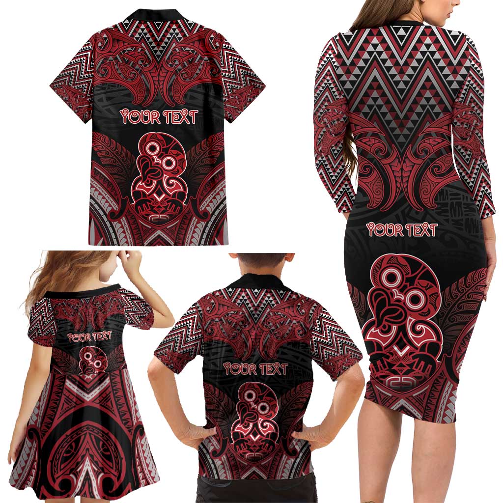 Personalised New Zealand Waitangi Day Family Matching Long Sleeve Bodycon Dress and Hawaiian Shirt Te Tiriti O Waitangi 1840 - Polynesian Pride