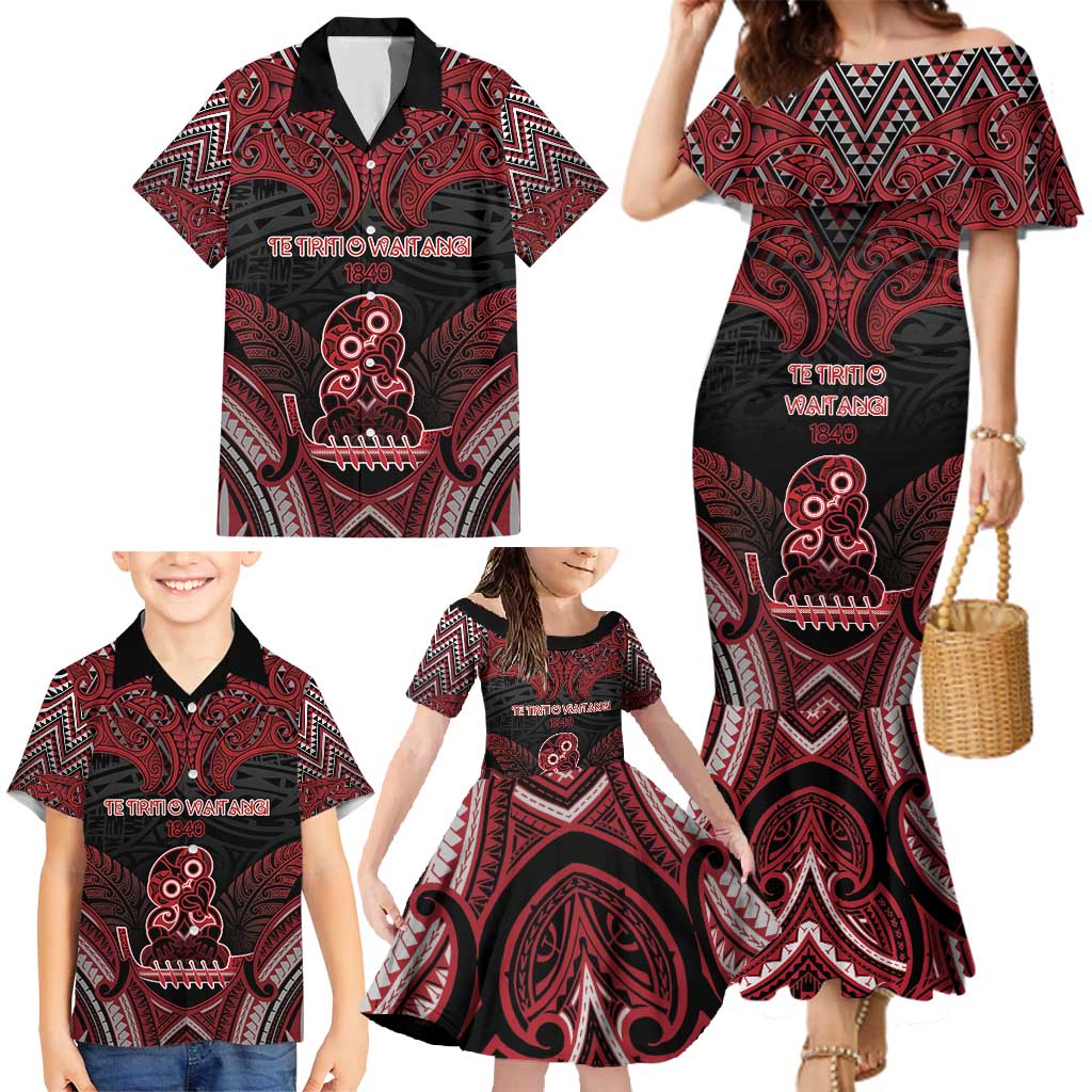 Personalised New Zealand Waitangi Day Family Matching Mermaid Dress and Hawaiian Shirt Te Tiriti O Waitangi 1840 - Polynesian Pride