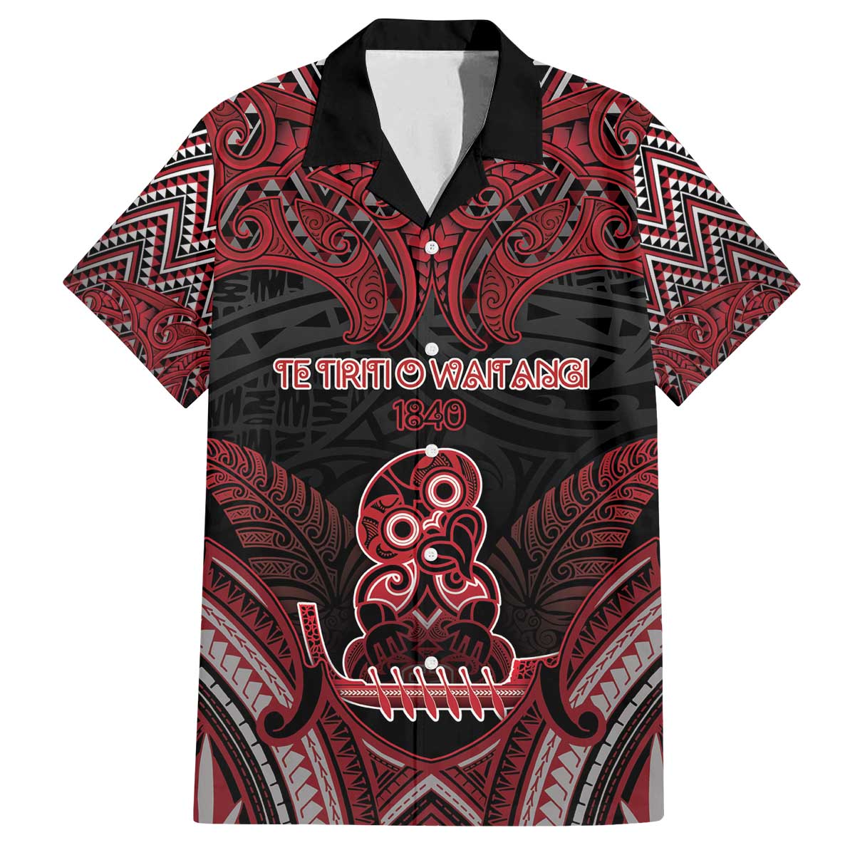 Personalised New Zealand Waitangi Day Family Matching Off The Shoulder Long Sleeve Dress and Hawaiian Shirt Te Tiriti O Waitangi 1840 - Polynesian Pride